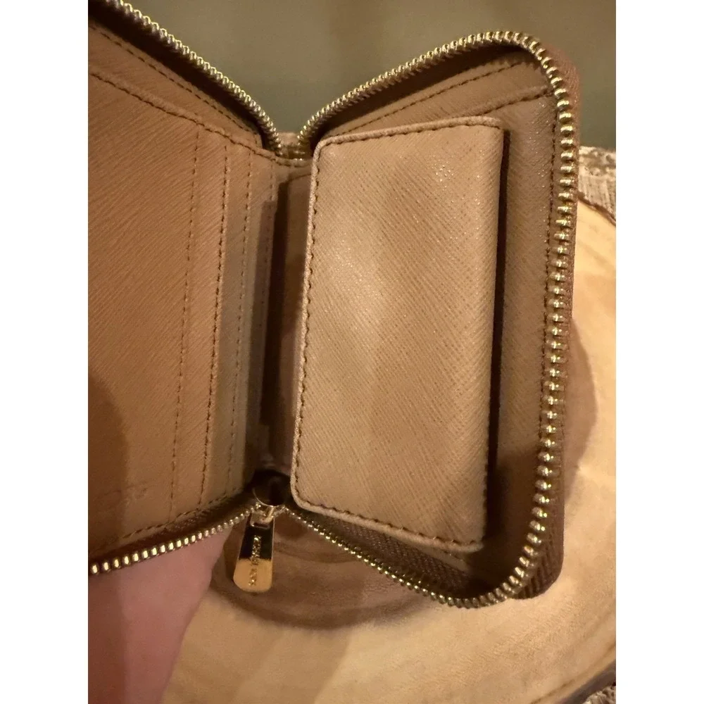 Michael Kors Jet Set Small Zip Around BiFold Leather Wallet‎ Acorn Tan - Picture 8 of 9